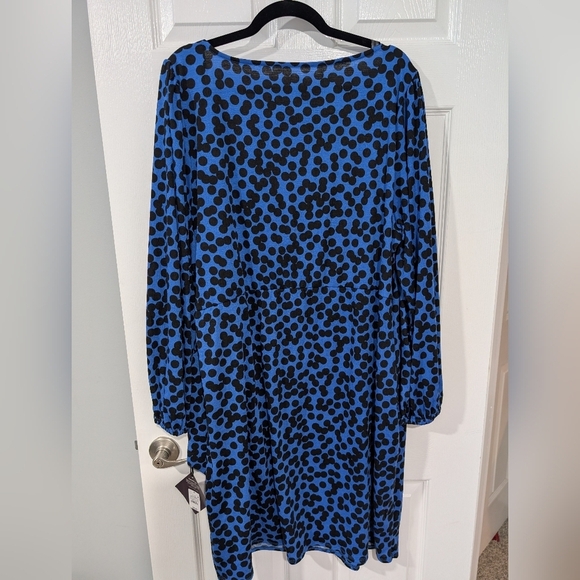 NWT Ava & Viv Women's Black and Blue Dot Long Sleeve Dress in Size 3X - Picture 11 of 12